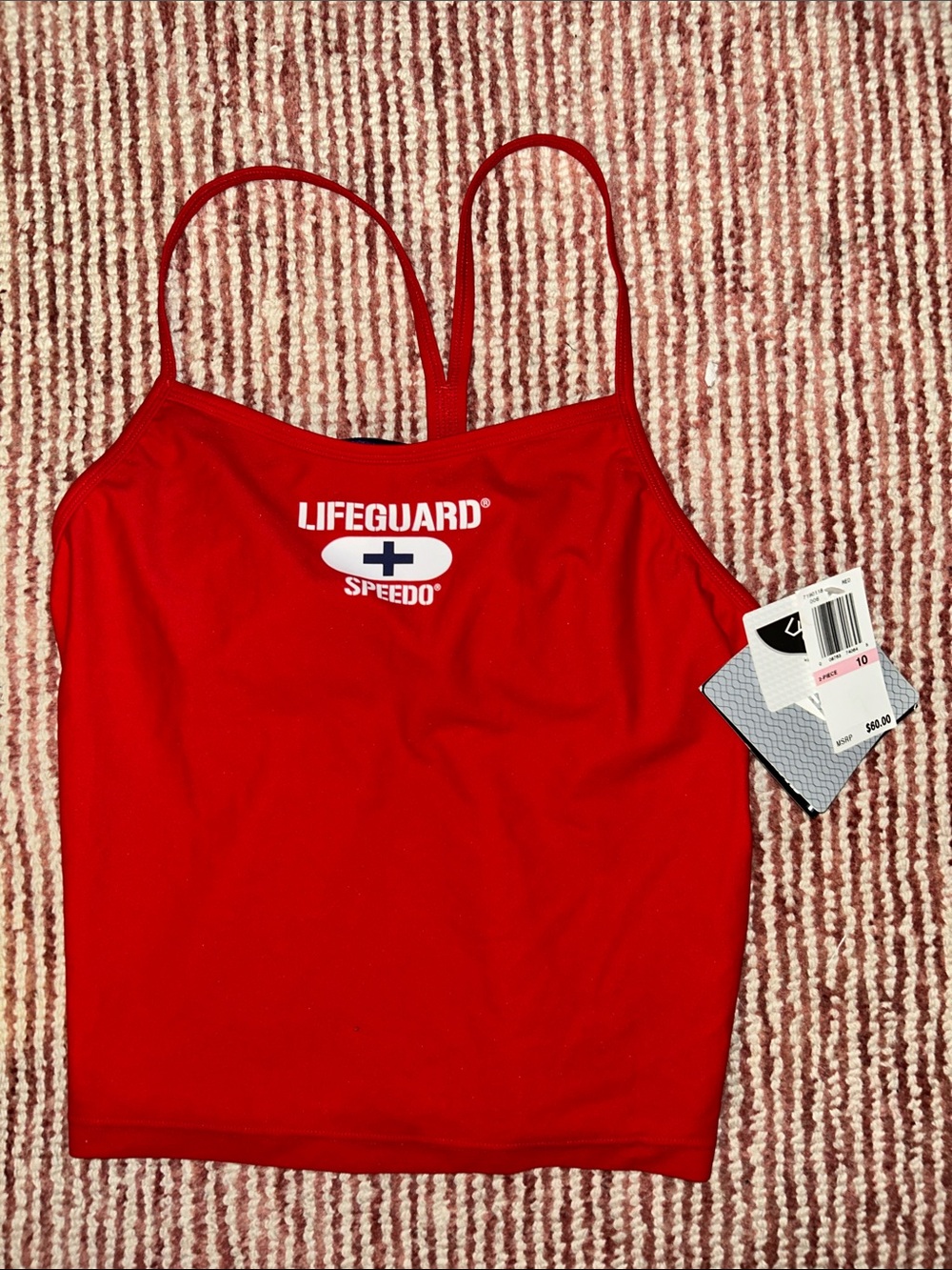 Speedo Red Lifeguard Swim Tank Top